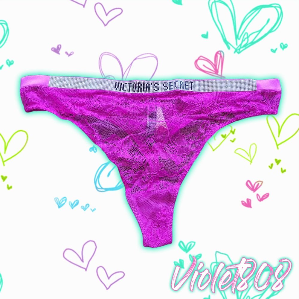 [XL] Victoria's Secret Purple Lace Mesh Floral Shimmer Thong